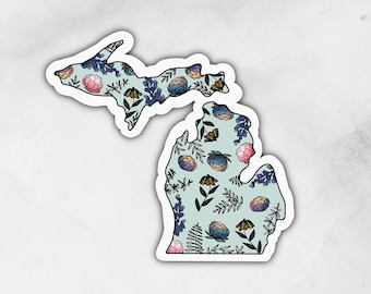 Floral Michigan Waterproof Sticker