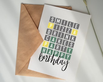 Happy Birthday - Word Game | Greeting Card