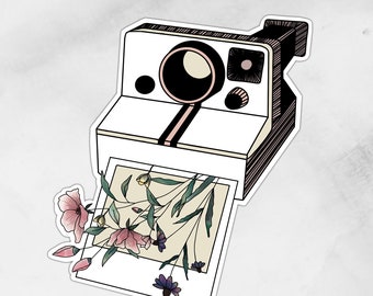 Floral Polaroid Waterproof Sticker