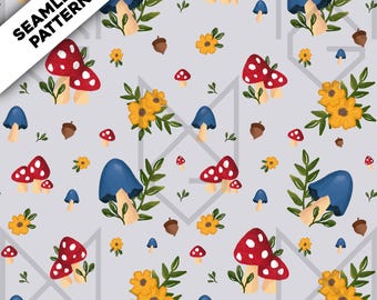 Seamless Pattern - Mushrooms