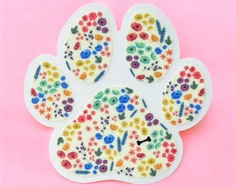 Floral Dog Paw | Clear Sticker