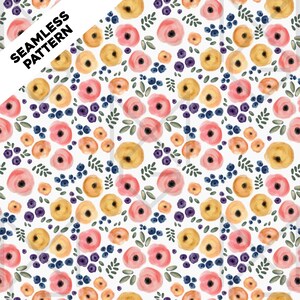 Seamless Floral Acrylic Pattern – Hand-Painted Watercolor Digital Paper – Instant Download for Scrapbooking, Fabric Design, and Sublimation