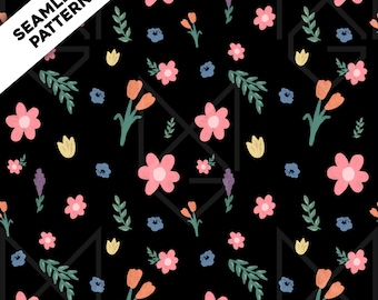 Sömlöst mönster - flerfärgade blommor