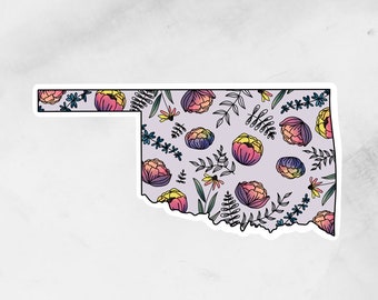 Floral Oklahoma Sticker | Waterproof State Pride Decal