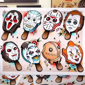 Horror Popsicle Tattoo Flash Art Print