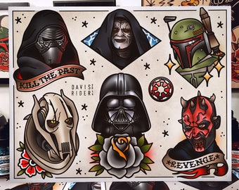 Dark Side Tattoo Flash Art Print