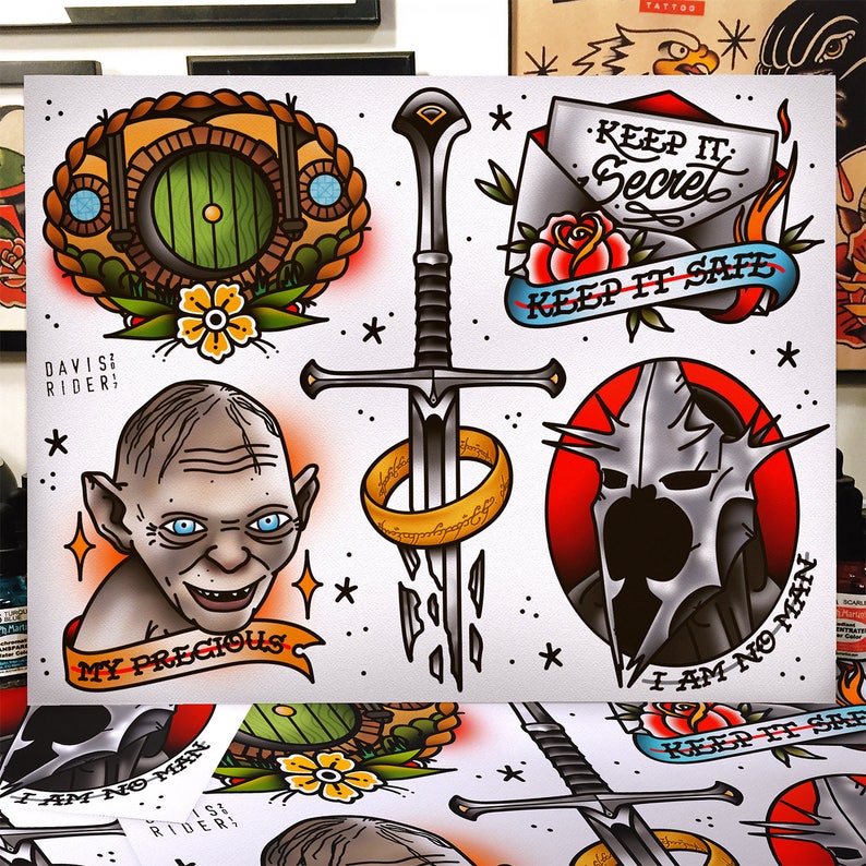 Lord of the Rings Tattoo Flash Sheet - Etsy