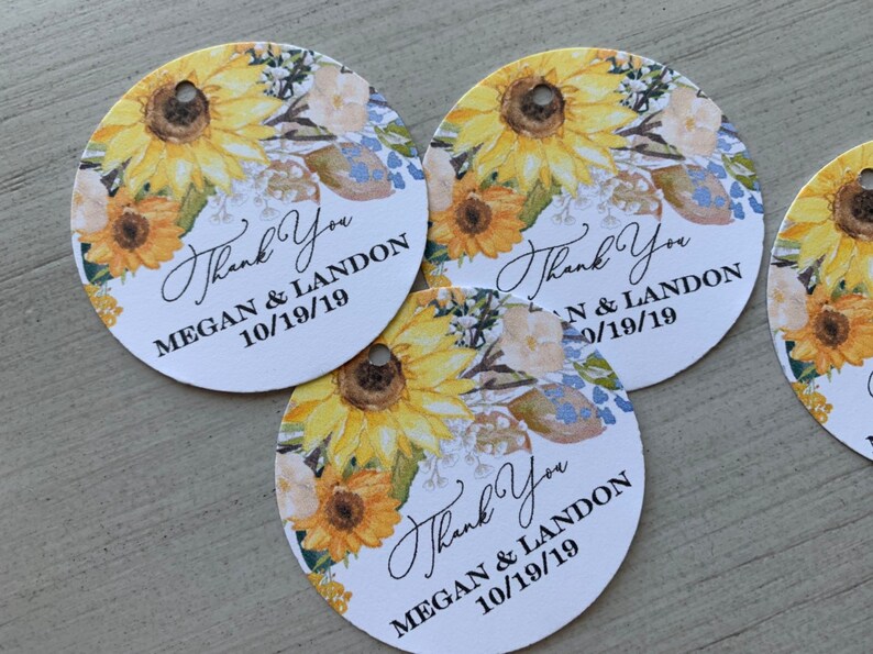 20 Sunflower Labels Birthday Wedding Sunflowers Party Favors Stickers
