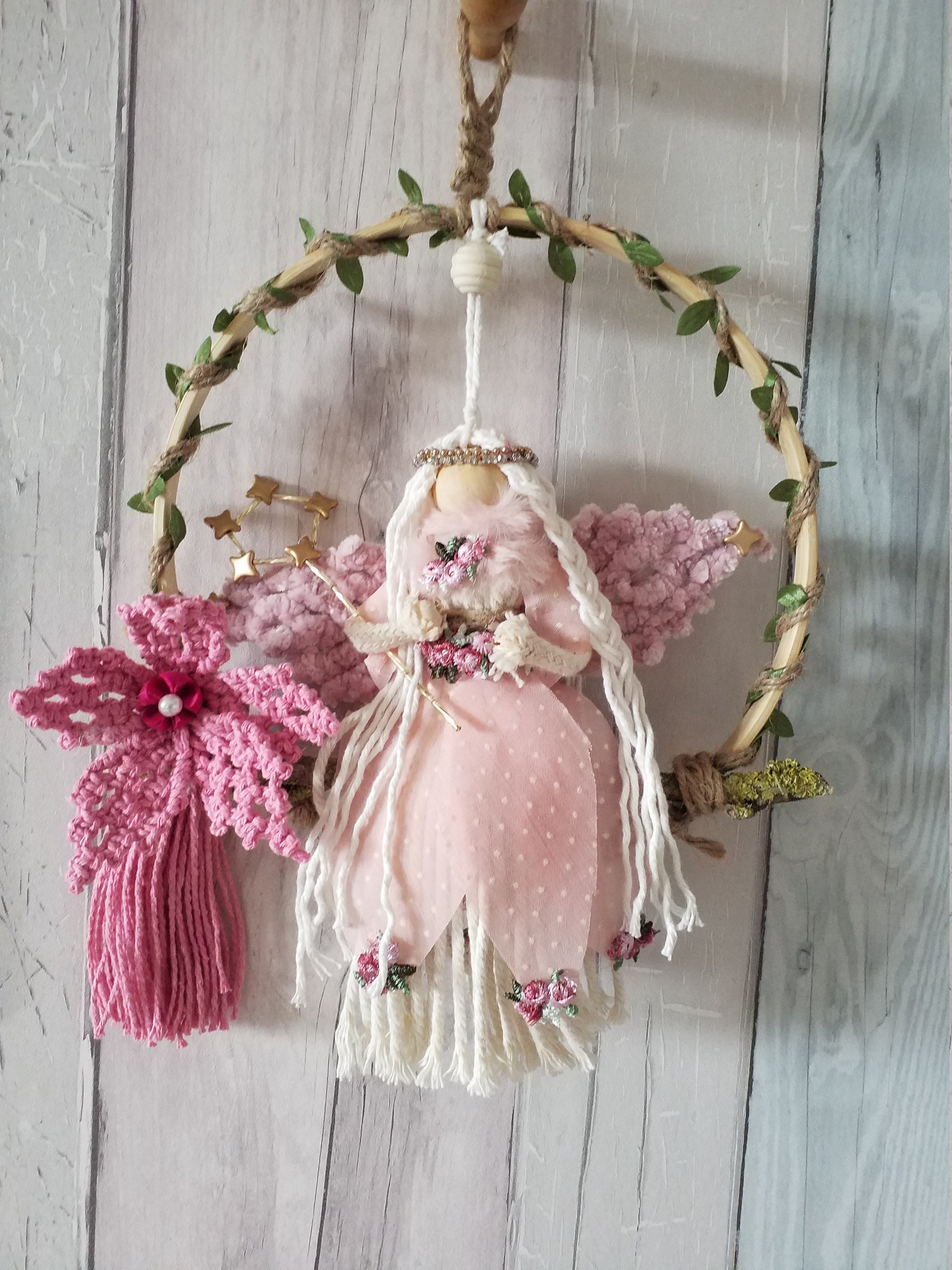 Suspension Murale, Cadeau Fête Des Mères, Creation Unique, Suspension en Macrame, Fée, Style Féeriqu