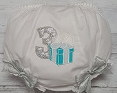 Blue and Silver Gift Box Diaper Cover Bloomers To Match Birthday Blue Silver Ribbon Tutu Set