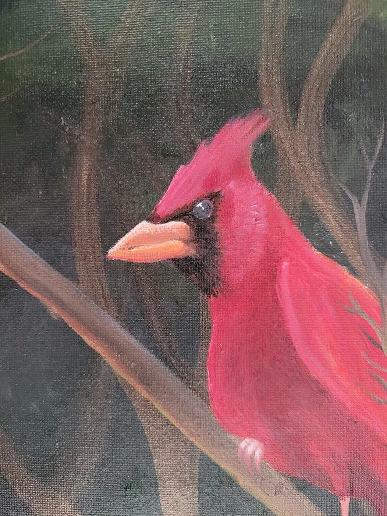 Cardinal - Acrylic Painting - Hand-painted One-of-a-kind Wall Decor - Etsy