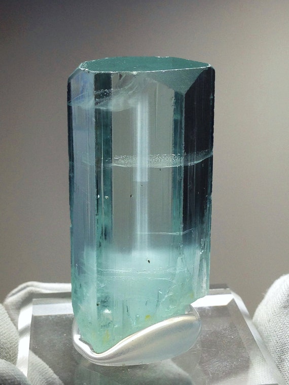Best Quality Aquamarine Crystal w/ DNA Helix Spiral Beam Crux “resembling Crucifix” Top Natural Color & Clarity + Terminated w/ Open C Axis