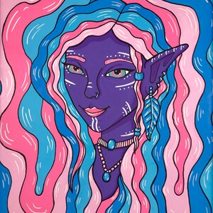 Trippy Elf Art print 8 x 10 psychedelic art