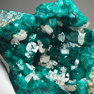 Rare Dioptase Vug Specimen w/ DT Quartz Crystals * like Geode Cave * Deep Emerald Green & Gemmy from Tsumeb Mine Otjikoto Namibia Namibian