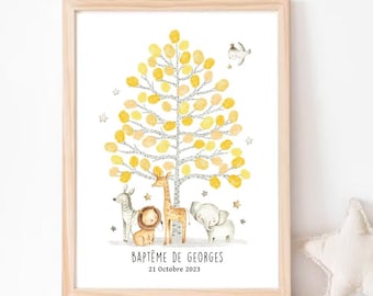 Arbre à Empreintes personnalisé Baptême Anniversaire Baby Shower garçon fille | Cadeau de baptême |Impression OU Envoi par e-mail