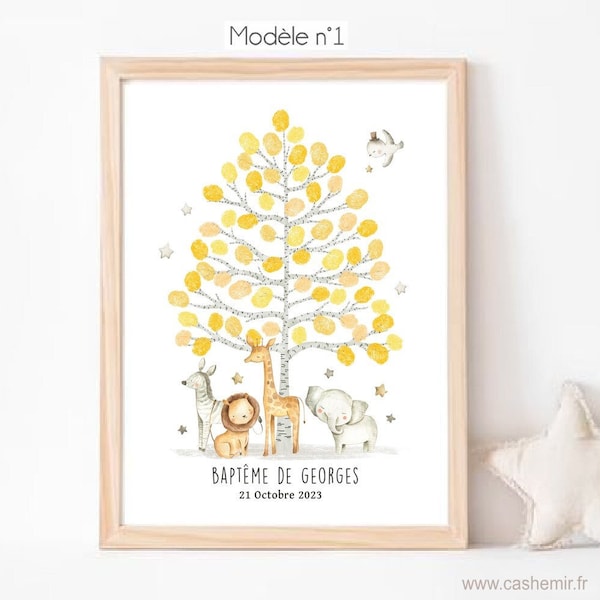 Arbre à Empreintes personnalisé Baptême Anniversaire Baby Shower garçon fille | Cadeau de baptême |Impression OU Envoi par e-mail