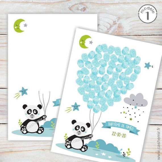 Arbre A Empreintes De Bapteme Garcon Ou Fille Panda Cadeau Etsy