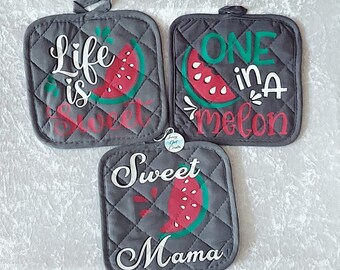 Watermelon Potholders, Watermelon Decor for Parties, Housewarming Gift for Women, Barbeque Gifts, Teacher Gift, Thank you Gift for Friends