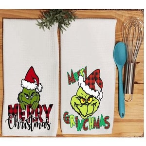 Grinch Kitchen Towels, Grinch Towels, Grinch Decor, Grinch Lover Towels, Grinch Tea Towels, Grinch Gift for Her, Grinch Gift for Christmas