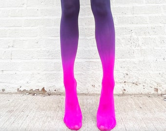 Dip Dye Ombre Tights Hot Pink and Black