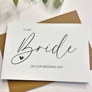 Pour ma mariée le jour de notre mariage/ Future mariée/Carte de demoiselles d'honneur/Cadeau ÉLÉGANT
