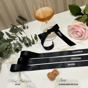 Double Satin 70cm Ribbon,Personalised with guest name. Name tags for seating in wedding reception.