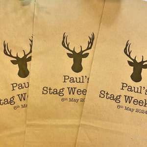 Personalised Stags Head Gift Bags/ Hen Gift Paper Gift Bags with Ribbon. Wedding/Gift/Groom/Stag image 4