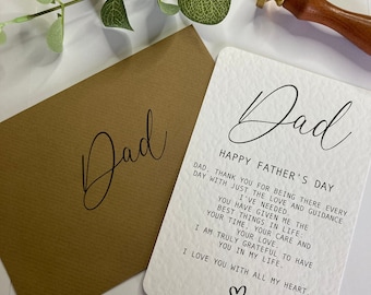 Father's Day Card, Personalised Envelope / Happy Father's Day Postcard & Envelope (Fridge Magnet)