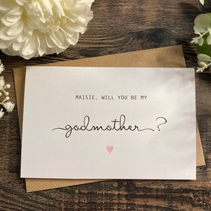 NEW Personalised Will you be my Godmother Godfather Godparents Christening Card image 1