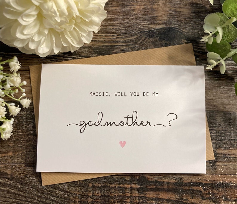 NEW Personalised Will you be my Godmother Godfather Godparents Christening Card image 1