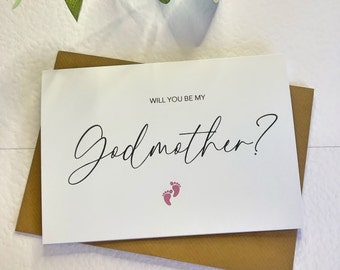 Will you be my Godmother Godfather Godparents Christening Card ( BABY STEPS DESIGN)