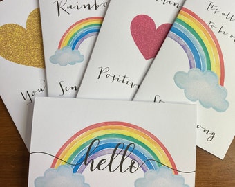 Positivity Rainbow Card Thinking of You card Positive Vibes Sending Hugs