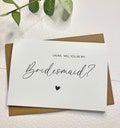 Personalised Will you be my bridesmaid Card & Envelope, Proposal Cards, Bridal Cards,(NEW Black Heart)