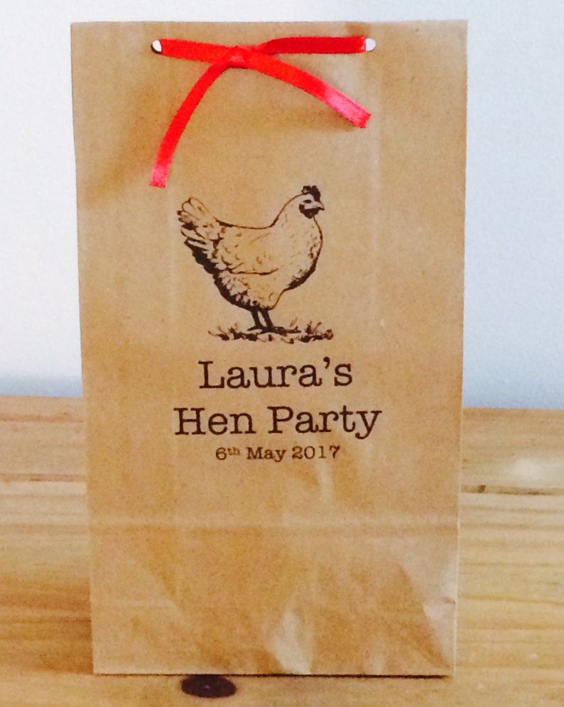 Personalised Gift Bags/ Hen Gift Paper Gift Bags with Ribbon. Wedding/Hen Party/Gifts image 3