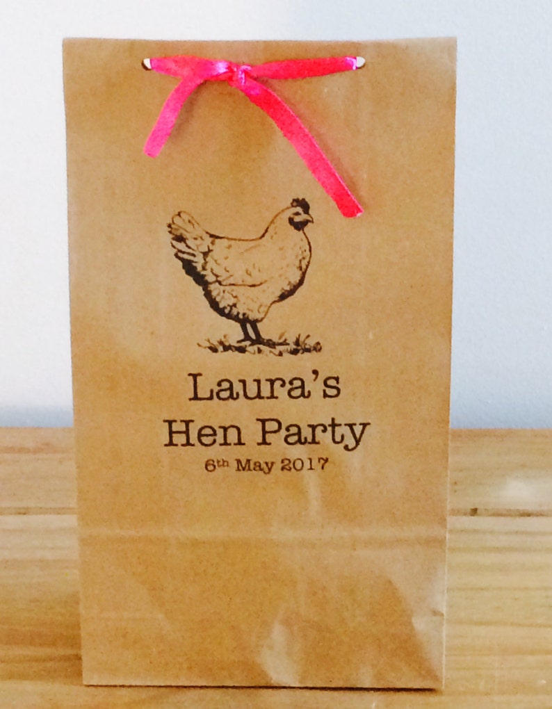 Personalised Gift Bags/ Hen Gift Paper Gift Bags with Ribbon. Wedding/Hen Party/Gifts image 1