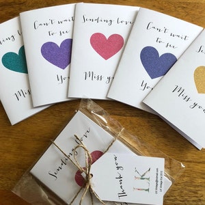 5er Pack Handgefertigte Karten Miss you Karten & Umschlag / Isolation / Denken an Dich / Senden Umarmungen / Herz