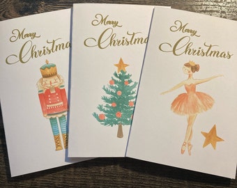 Lot de 3 cartes et enveloppes Joyeux Noël faites main Joyeux Noël/Fête des Fêtes