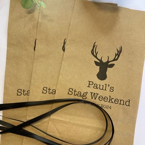 Personalised Stags Head Gift Bags/ Hen Gift Paper Gift Bags with Ribbon. Wedding/Gift/Groom/Stag image 5