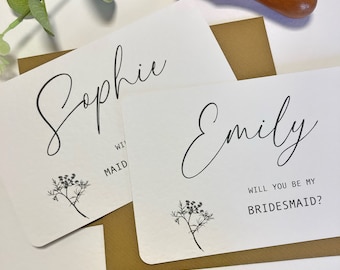 Personalized Bridesmaid Proposal Postcard - Modern Calligraphy