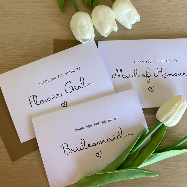 Thank you for being my bridesmaid Card, Thank you Cards, Thank you Maid of Honour ( Envelope can be Personalised ) SIMPLE STYLE