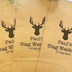 Personalised Stags Head Gift Bags/ Hen Gift Paper Gift Bags with Ribbon. Wedding/Gift/Groom/Stag image 2