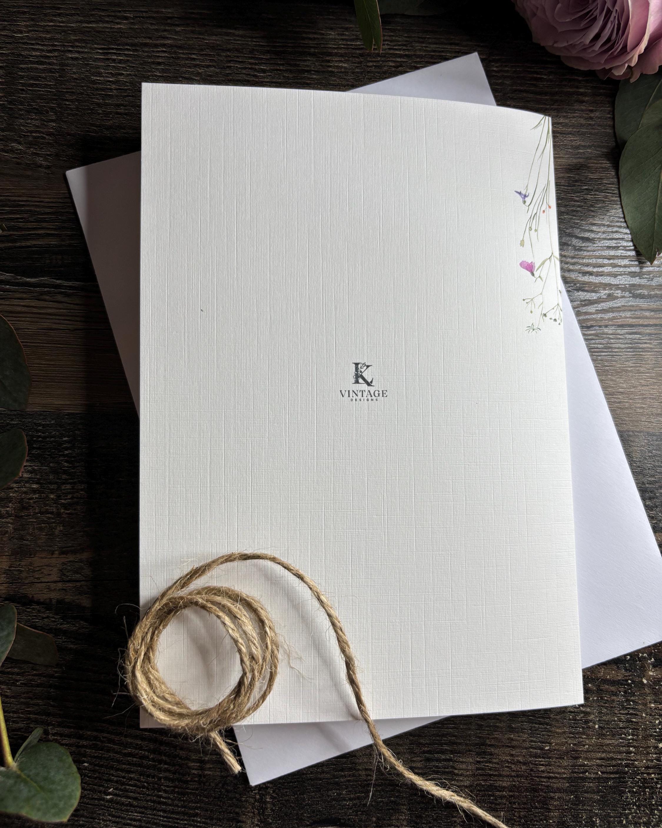 Mother&#39;s Day Card, Personalised Envelope / Happy Mother&#39;s Day Card & Envelope (WILDFLOWER) Mam/Mum/Mummy/Step Mum/Nana