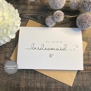 Will you be my bridesmaid Card & Envelope/ different roles available ( Envelope can be Personalised ) SIMPLY ELEGANT STYLE