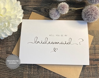 Will you be my bridesmaid Card & Envelope/ different roles available ( Envelope can be Personalised ) SIMPLY ELEGANT STYLE