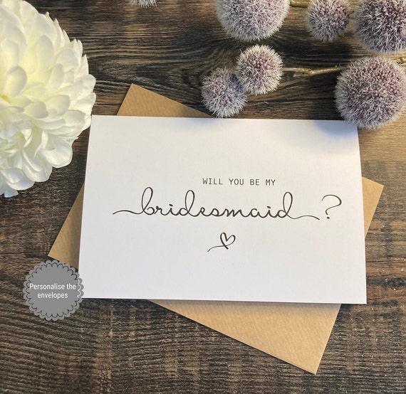 Will you be my bridesmaid Card & Envelope/ different roles available ( Envelope can be Personalised ) SIMPLY ELEGANT STYLE