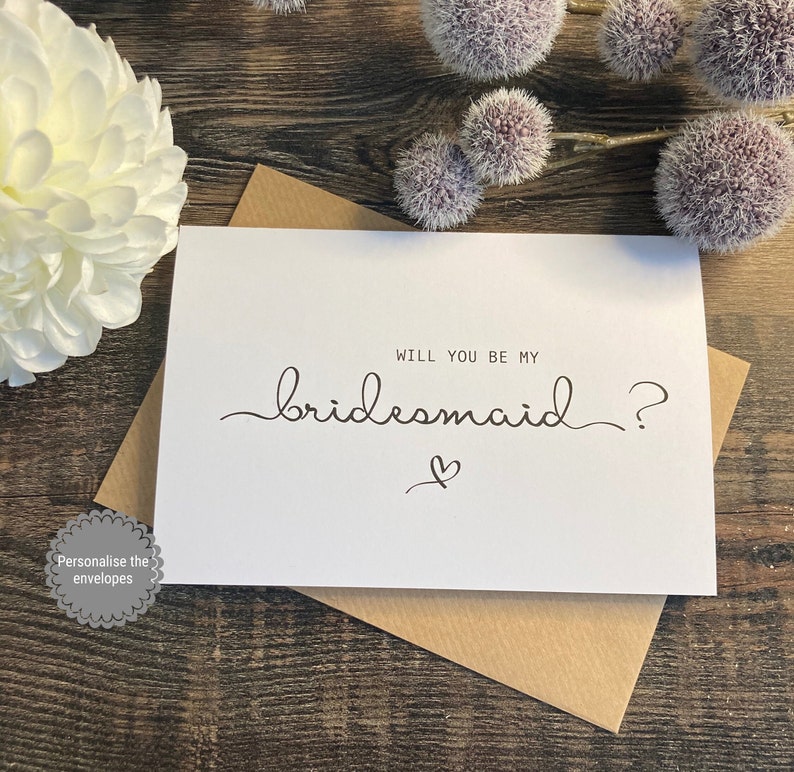 Will you be my bridesmaid Card & Envelope\/ different roles available ( Envelope can be Personalised ) SIMPLY ELEGANT STYLE