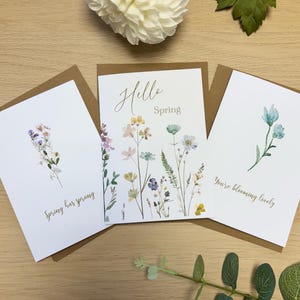 Lot de 3 cartes de printemps/cartes de Pâques faites main, cartes de voeux pour le printemps et Pâques