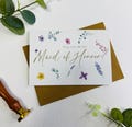 Will you be my bridesmaid Card & Envelope/ Proposal card ( Wildflower Style)