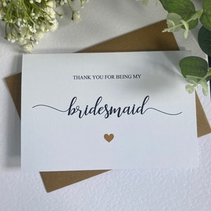 Thank you for being my bridesmaid Card, Thank you Cards, Thank you Maid of Honour THANK YOU CARDS (Gold)