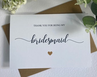 Thank you for being my bridesmaid Card, Thank you Cards, Thank you Maid of Honour THANK YOU CARDS (Gold)